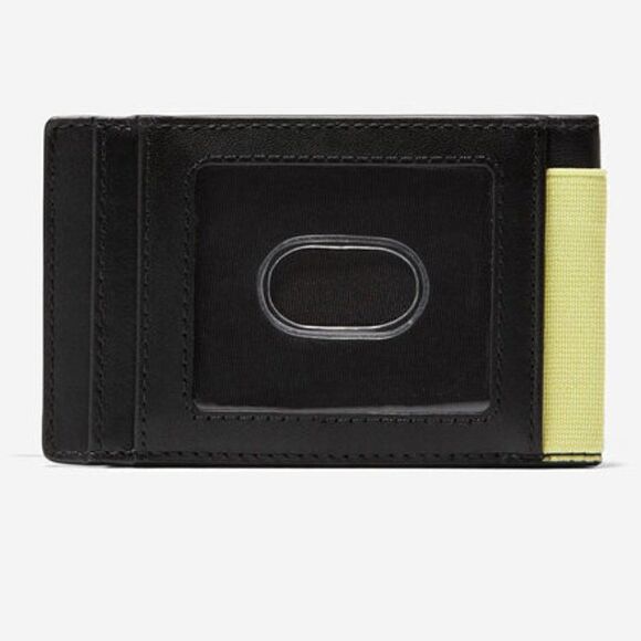 Cole Haan Black Elastic Front Pocket Leather Wallet NWT - Picture 1 of 8